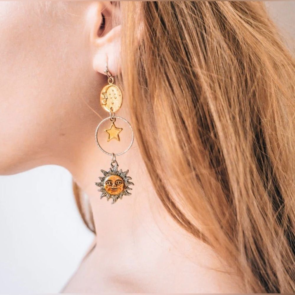 Bohemian moon drop earring N112